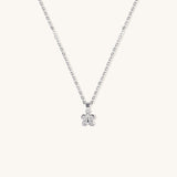 Brooklyn Butterfly Necklace in sterling silver with cubic zirconia stone, displayed on neutral background for clear product detail.
