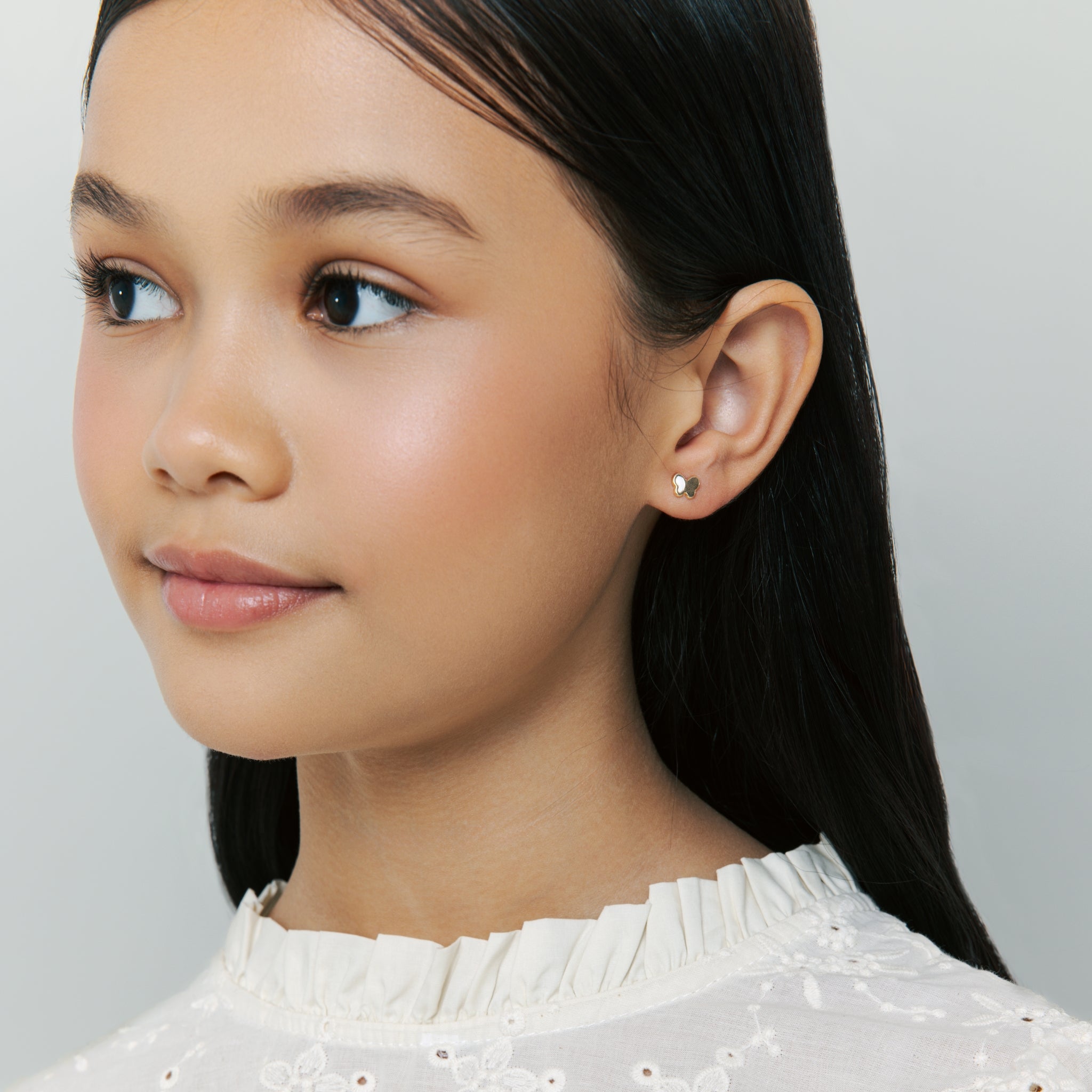 White Hudson Butterfly Studs - Blue Francis