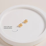Solid 14K gold butterfly backs for Blue Francis Butter Hudson Butterfly Studs, shown as a pair on a white tray.