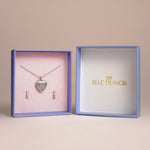 Blue Francis Blue Blessing Gift Set in a gift box: heart locket necklace and kids hoop earrings