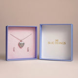 Blue Francis Blue Blessing Gift Set in a gift box: heart locket necklace and kids hoop earrings