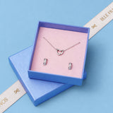 Blue Francis Liam Heart Set in a gift box: sterling silver heart necklace and kids hoop earrings
