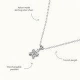 Blue Francis Brooklyn Butterfly sterling silver necklace with interchangeable pendant and 16-inch Italian-made chain.