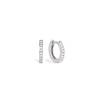 Blue Francis Gramercy Hoops Thin, thin rhodium-plated sterling silver huggie hoops for girls with cubic zirconia