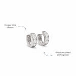 Blue Francis Gramercy Hoops details: hinged click closure and rhodium-plated sterling silver kids huggie hoops