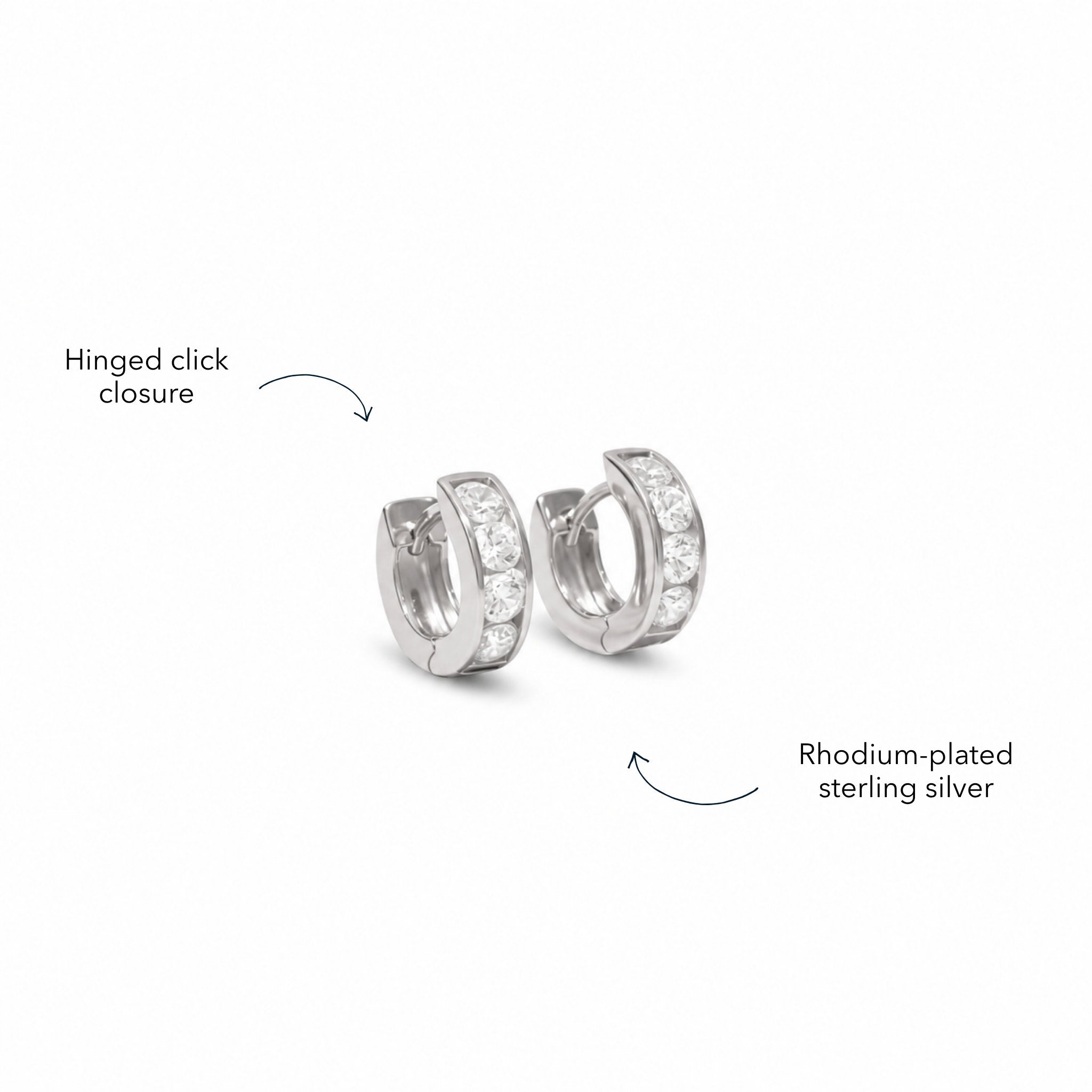 Blue Francis Gramercy Hoops details: hinged click closure and rhodium-plated sterling silver kids huggie hoops