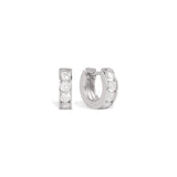 Blue Francis Gramercy Hoops, rhodium-plated sterling silver huggie earrings for girls with channel-set cubic zirconia