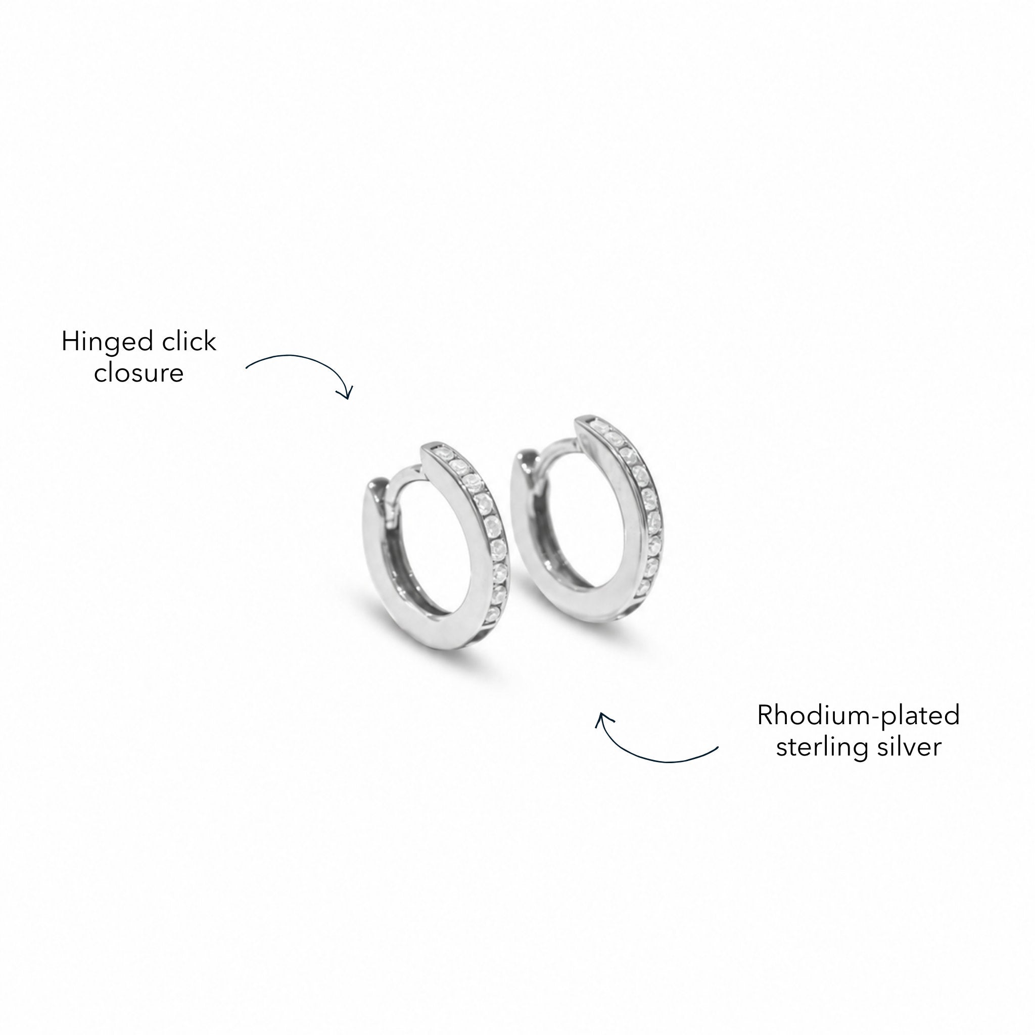 Blue Francis Gramercy Hoops Thin details: hinged click closure and rhodium-plated sterling silver small silver hoops for kids