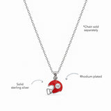 Blue Francis Liam Rugby Pendant in rhodium-plated sterling silver, shaped as a red helmet with number 12; chain sold separately.