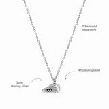 Blue Francis Liam Soccer Shoe Pendant in rhodium-plated sterling silver with black stripe details; chain sold separately.