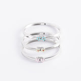 Blue Francis Melodie Fleur Bangles stacked in turquoise, yellow and pink, solid sterling silver flower bracelets