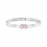Blue Francis Melodie Pink Fleur Bangle, a sterling silver hinged bangle with pink enamel flowers