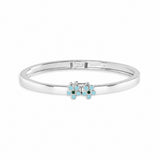 Blue Francis Melodie Fleur Bangle details: solid sterling silver, enamel flowers with CZ stones, safety clasp