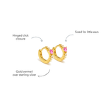 Blue Francis Chelsea Twinkle Heart details: hinged click closure, gold vermeil over sterling silver, kid-sized heart huggies