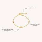 Blue Francis Twinkle Bracelet in 18K gold vermeil over sterling silver, with clear stones and an adjustable extension chain.