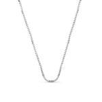 Blue Francis Sterling Silver Chain made in Italy size 1mm. Silver chain necklace on a white background.