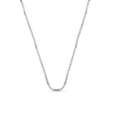 Blue Francis Sterling Silver Chain made in Italy size 1mm. Silver chain necklace on a white background.