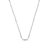 Blue Francis Sterling Silver Chain made in Italy size 1mm. Silver chain necklace on a white background.