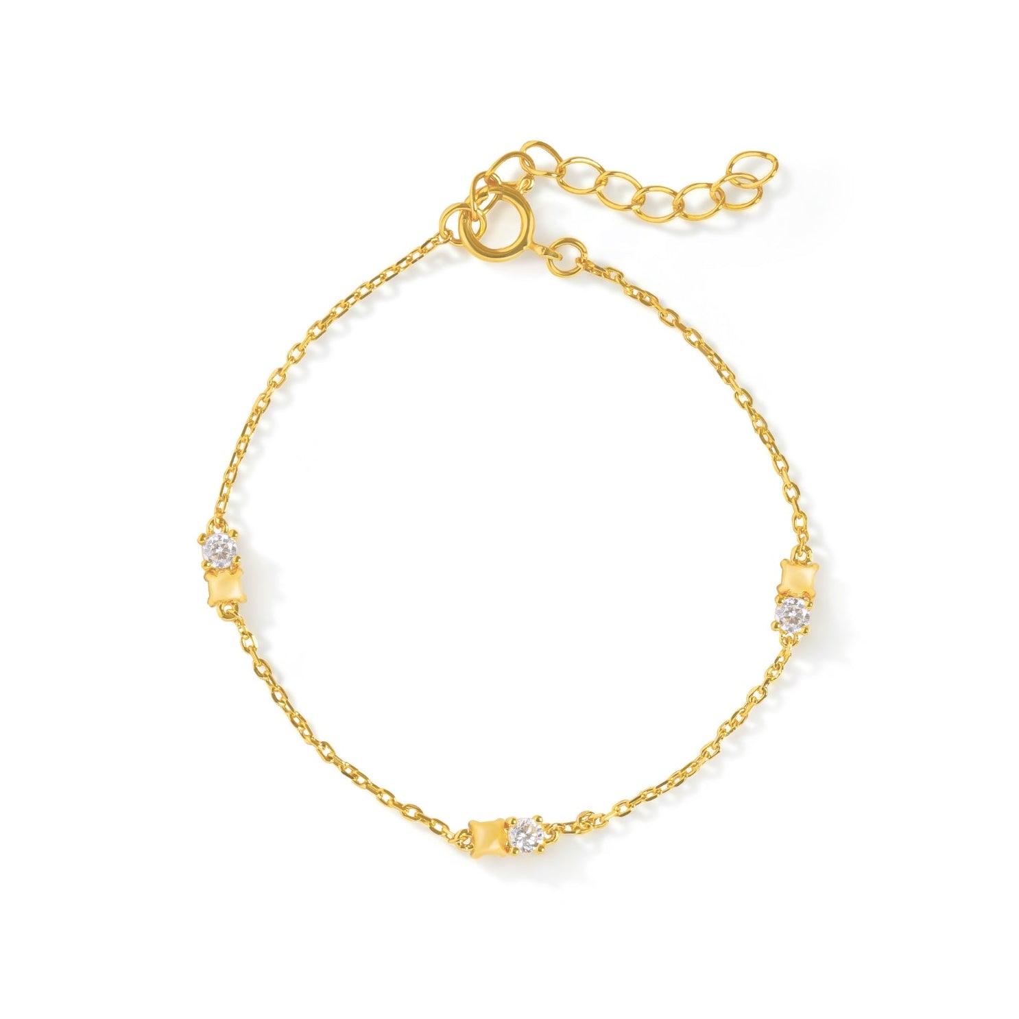 Blue Francis - Gold vermeil bracelet with small cz stones on a white background