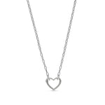 Blue Francis Liam Heart Clasp Necklace, a silver heart charm holder necklace on an 18-inch paperclip chain