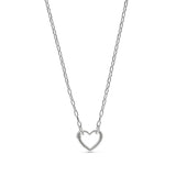 Blue Francis Liam Heart Clasp Necklace, a silver heart charm holder necklace on an 18-inch paperclip chain