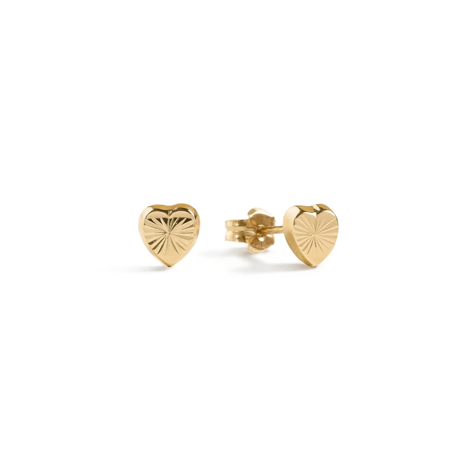 Blue Francis - Soho Heart Studs - Gold 14K heart-shaped stud earrings on a white background. 