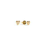 Blue Francis - Twinkle Heart Studs - Heart-shaped gold vermeil earrings with a cz gemstone on a white background