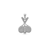 Blue Francis - Liam Tennis Pendant - Sterling Silver pendant shaped like a tennis racket with a ball on a white background