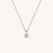 Brooklyn Butterfly Necklace in sterling silver with cubic zirconia stone, displayed on neutral background for clear product detail.