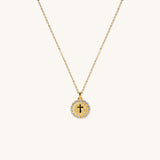 Children's vermeil gold cross necklace with cubic zirconia accents, first communion jewelry for kids, 18K gold plated sterling silver, religious gift for young girls