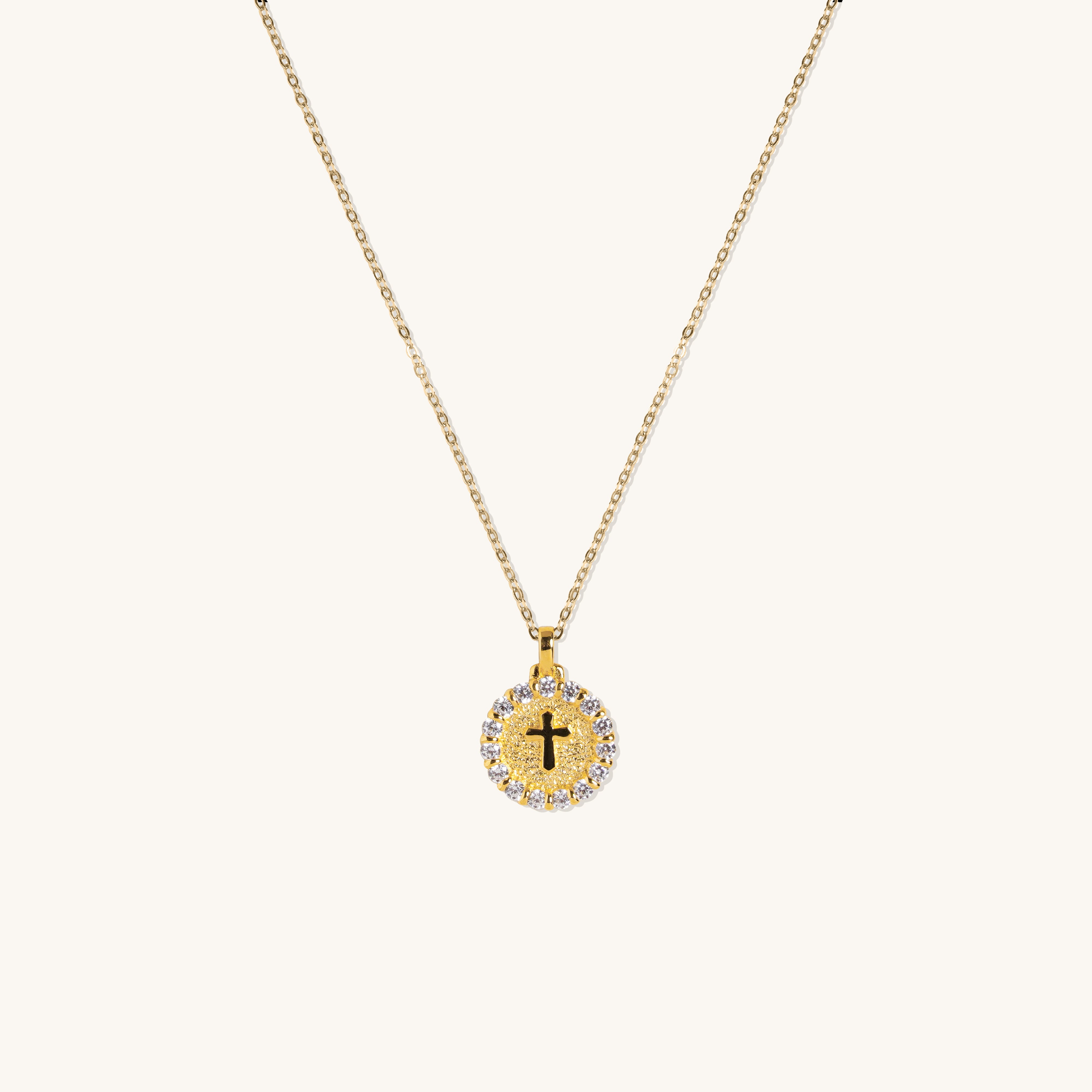 Children's vermeil gold cross necklace with cubic zirconia accents, first communion jewelry for kids, 18K gold plated sterling silver, religious gift for young girls