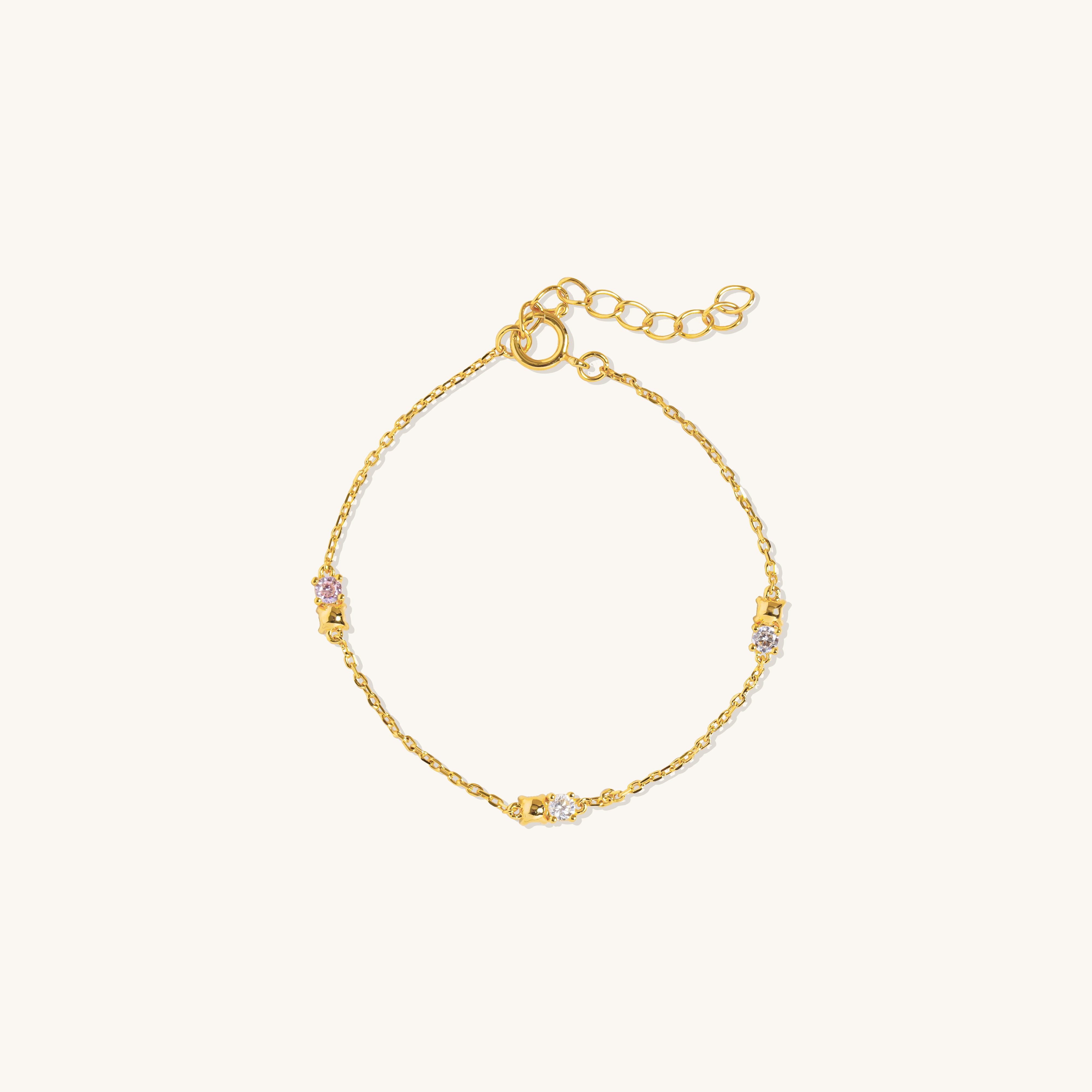 Gold vermeil children's cubic zirconia bracelet, adjustable chain, kids fine jewelry with cubic zirconia gems, delicate design for girls, special occasion gift, lightweight dainty bracelet