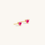 Ruby Liberty Stud Earrings in vermeil with ruby corundum gemstones in prong setting, displayed close-up on neutral background for product clarity.