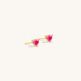 Ruby Liberty Stud Earrings in vermeil with ruby corundum gemstones in prong setting, displayed close-up on neutral background for product clarity.