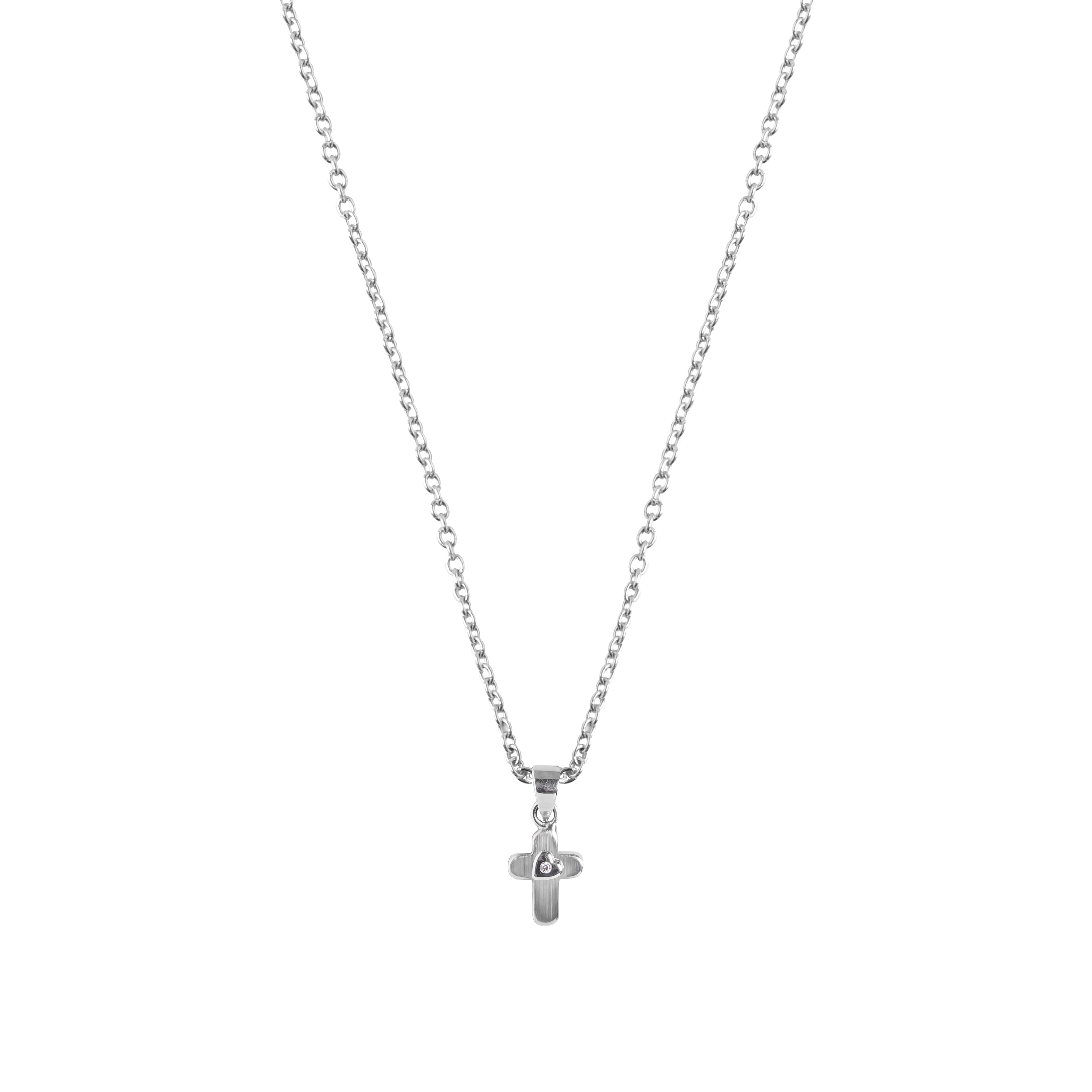 A cross pendant with cable chain - Brooklyn Cross Necklace - Blue Francis
