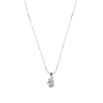 Silver necklace with a small pendant on a white background - Brooklyn Unicorn Necklace Box Chain- BLUE FRANCIS