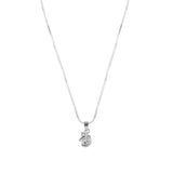 Silver necklace with a small pendant on a white background - Brooklyn Unicorn Necklace Box Chain- BLUE FRANCIS